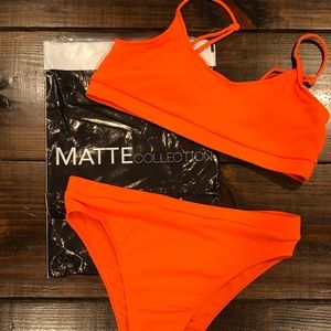 Orange Ribbed Bikini